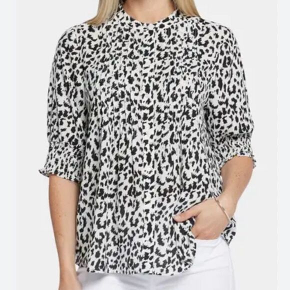 NYDJ Black and White Patterned Blouse - Picture 1 of 6